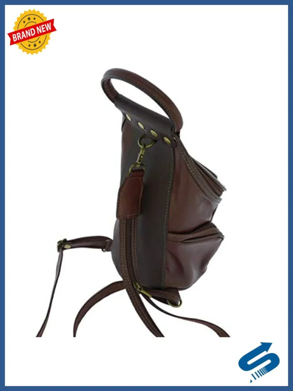 Italian Genuine Leather Convertible Backpack Handbag Shoulder Bag
